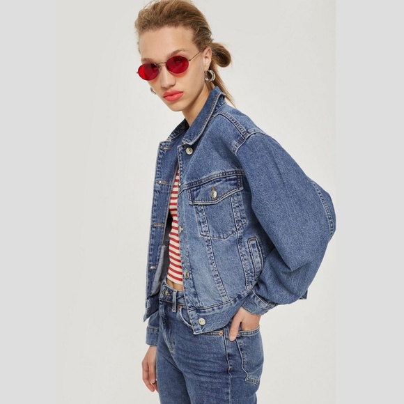 Topshop Jackets & Blazers - Topshop Medium Wash Denim Jacket